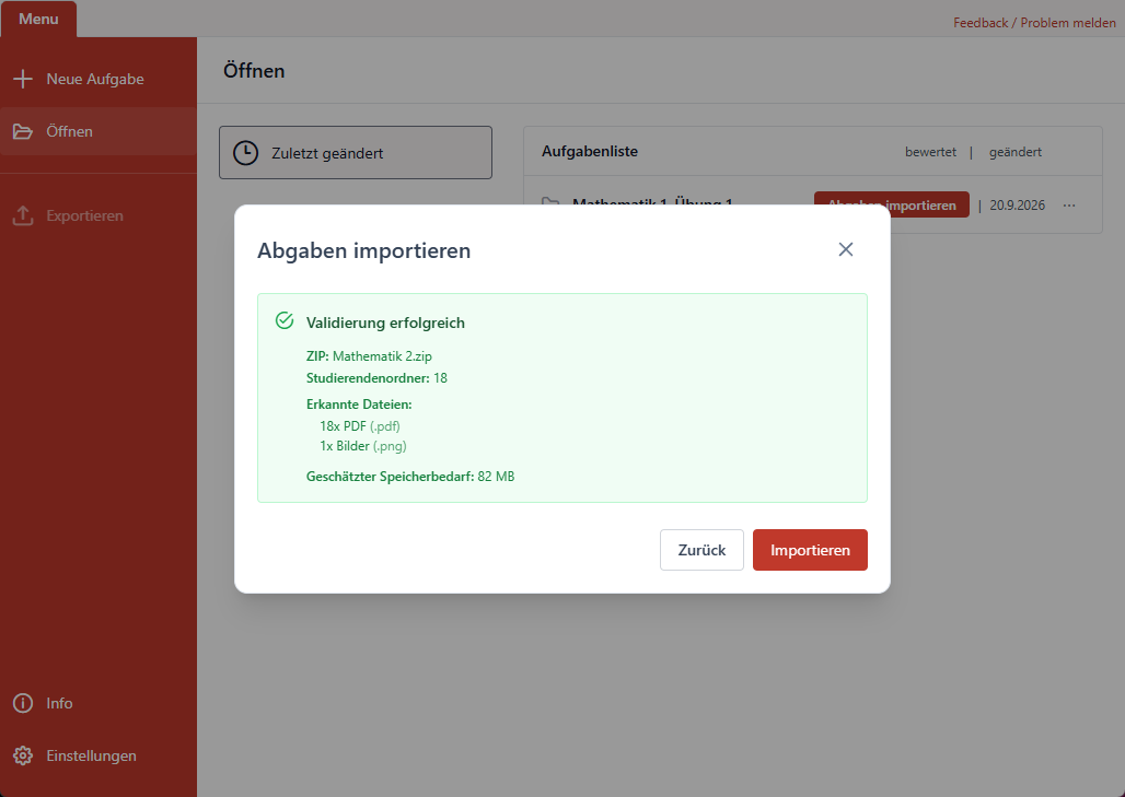 Validierung erfolgreich