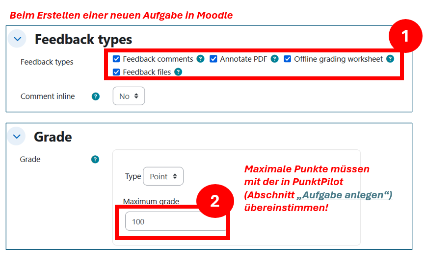Moodle-Aufgabe einstellen