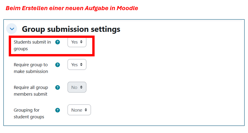 Gruppenabgaben in Moodle